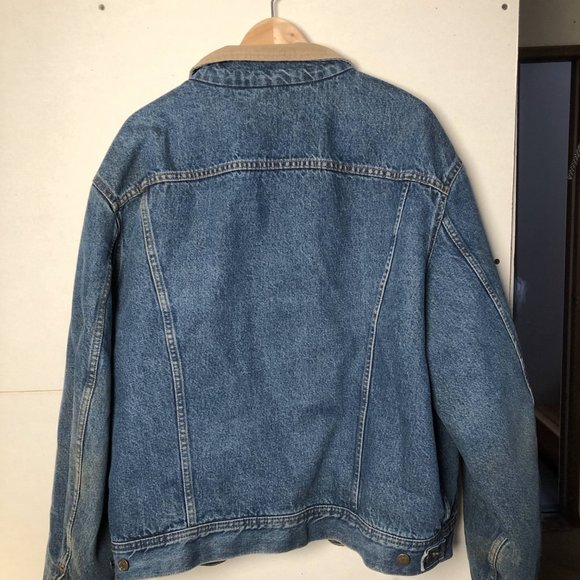 Denim Bomber Jacket with Tan Collar - Picture 5 of 5
